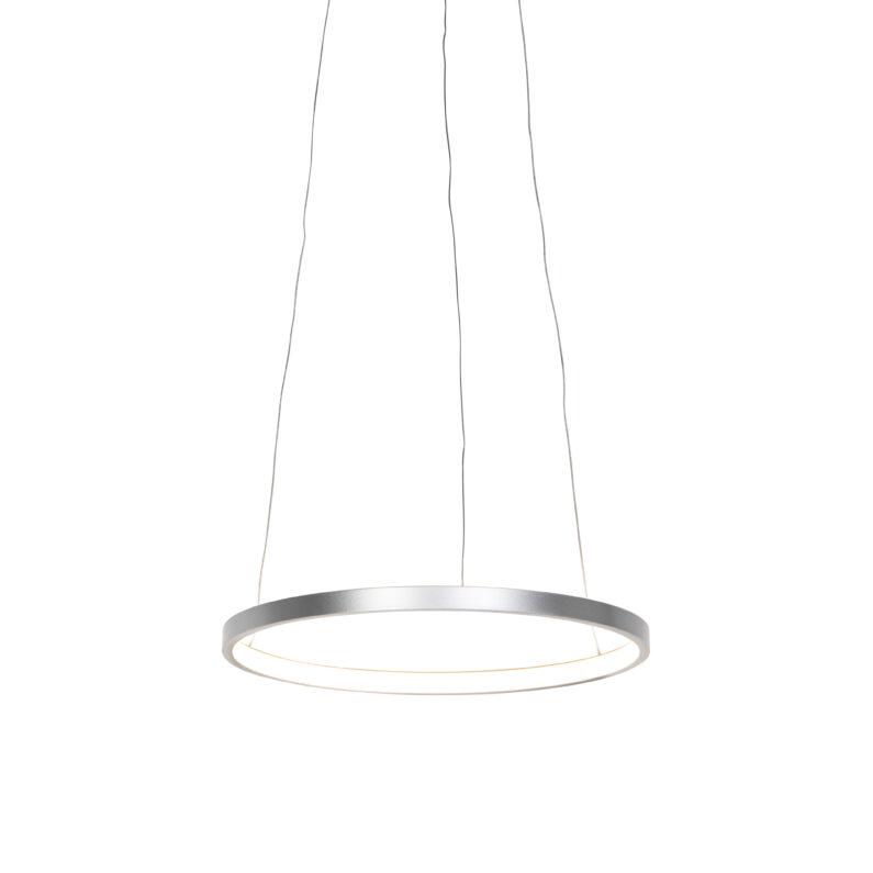 Moderní kruhová závěsná lampa stříbrná 40 cm vč. LED - Anella