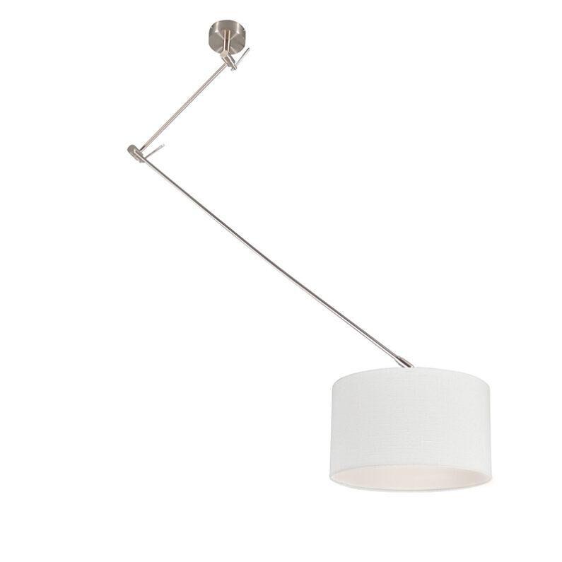 Závěsná lampa ocelová se stínidlem 35 cm bílá nastavitelná - Blitz I.