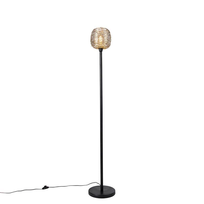 Designová stojací lampa černá se zlatou 20 cm - Sarella
