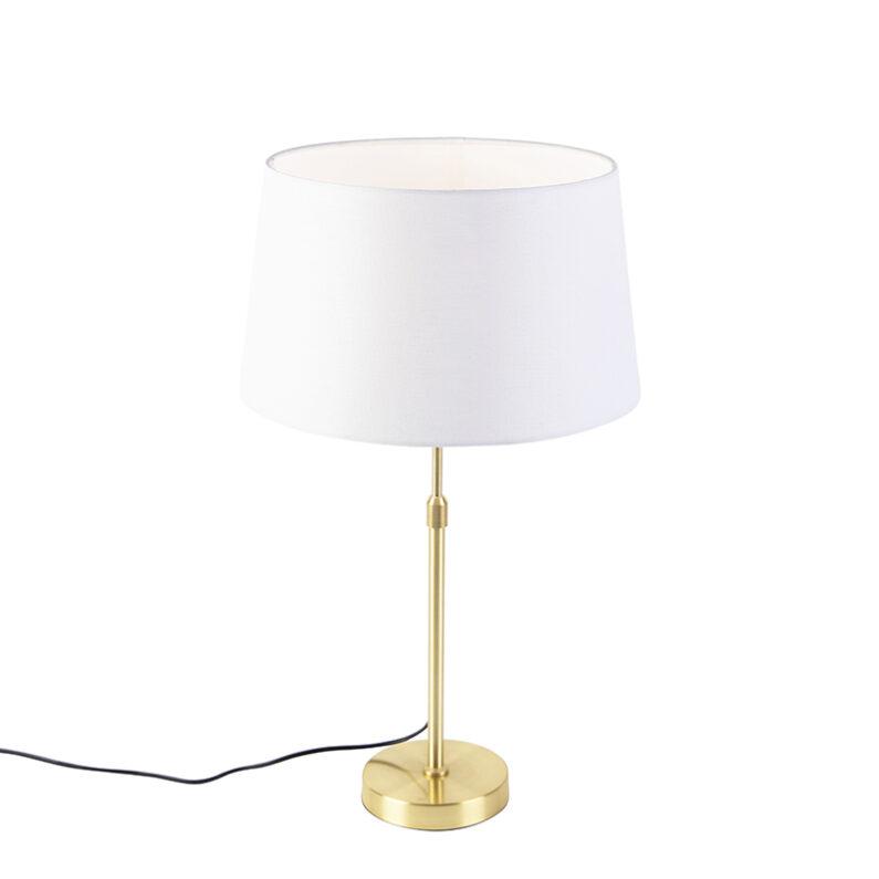 Stolní lampa zlatá / mosaz s plátěným odstínem bílá 35 cm - Parte