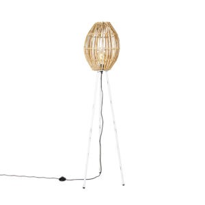 Venkovská stojací lampa stativ bambus s bílou - Canna Capsule