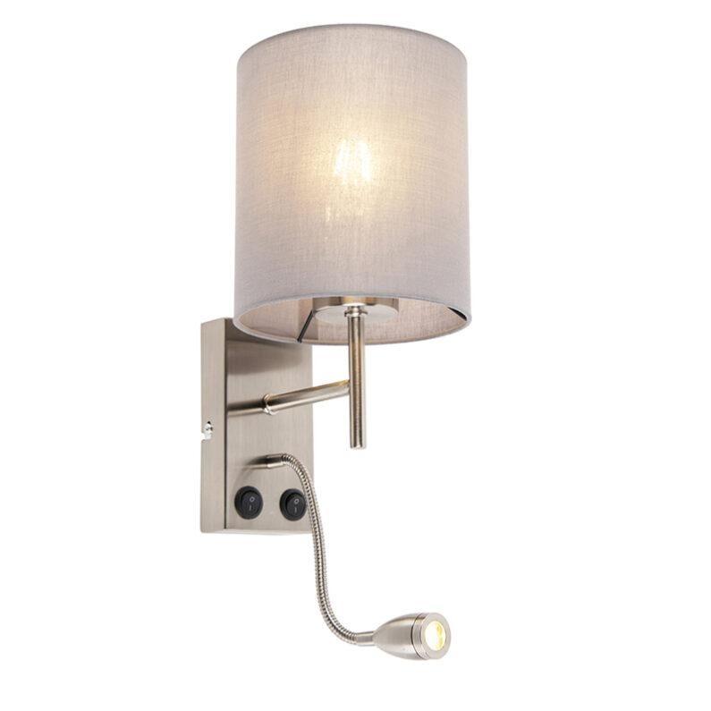 Moderní nástěnná lampa z oceli s bavlněným odstínem - Stacca