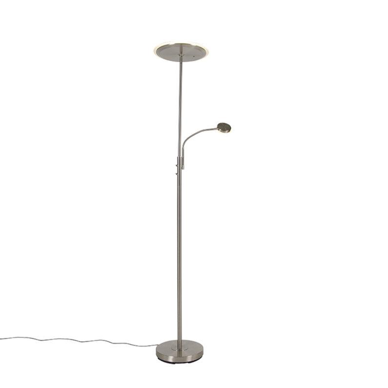 Moderní stojací lampa z oceli vč. LED s dálkovým ovládáním a čtecím ramenem - Strela